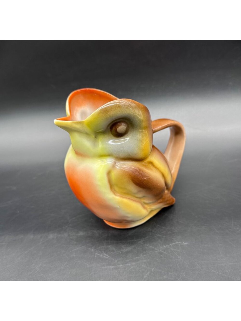 Vintage Robin Bird Pitcher Royal Bayreuth Milk Creamer Figural Brown Orange